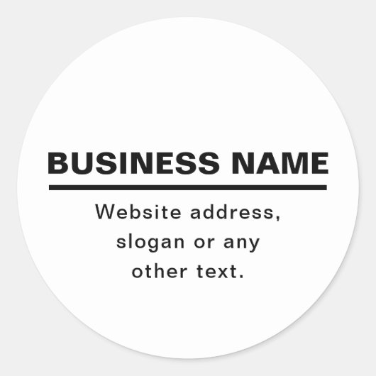 Bold Modern Bedrijfsnaam Sjabloon | B&W Ronde Sticker (Voorkant)