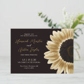 Bold & Modern Black Gold Sunflower Invitation (Debout devant)