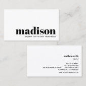 Bold Modern Black White Typografie Visitekaartje (Voorkant / Achterkant)