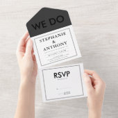 Bold Modern BW 'We Do' Trouwen | Opmaak reinigen All In One Uitnodiging (Afscheurbaar)