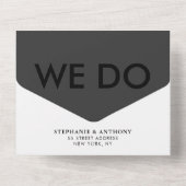 Bold Modern BW 'We Do' Trouwen | Opmaak reinigen All In One Uitnodiging (Achterkant)
