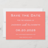 Bold Modern Coral en Roze Fotobruiloft Save The Date (Voorkant)