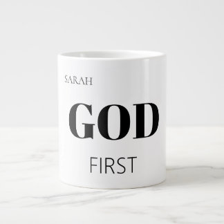 Bold Modern God First Faith Saying Slogan Extra Grote Beker