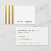 BOLD MODERN GOLD FAUX STRIPED LINE PATTERN VISITEKAARTJE (Voorkant / Achterkant)