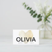 Bold Modern Gold Heart White Visitekaartje (Staand voorkant)