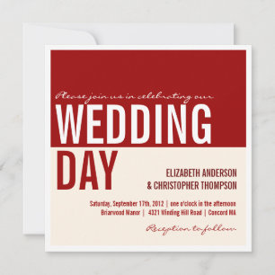 Bold Modern Graphic Block Wedding Invitation Kaart