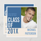 Bold Modern Guy Graduation Party Fotouitnodiging Kaart (Voorkant / Achterkant)