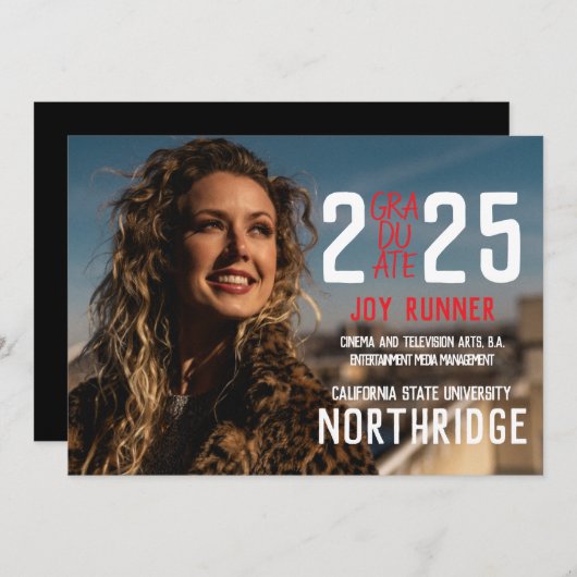 Bold Modern Klasse van 2025 Foto Afstuderen Aankondiging (Voorkant / Achterkant)