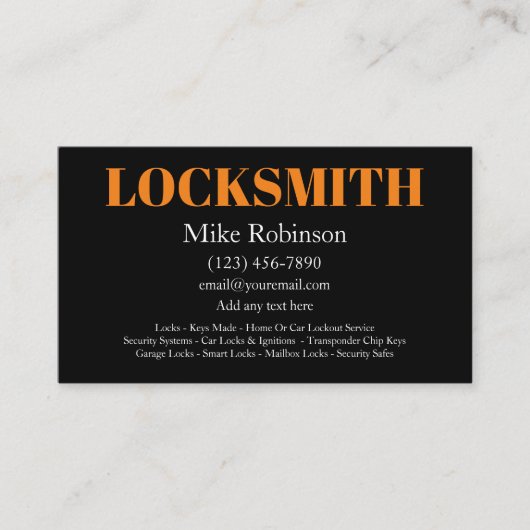 Bold Modern Locksmith Services Visitekaartje (Voorkant)