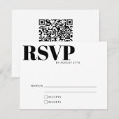 Bold Modern Minimalist Black White QR-code - Gegev RSVP Kaartje (Voorkant / Achterkant)