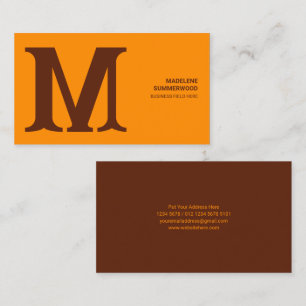 Bold & Modern Monogram in Sinaasappel & Bruin Visitekaartje
