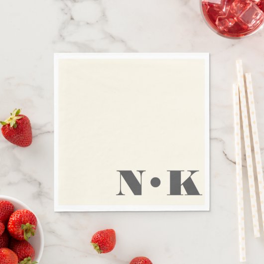 Bold Modern Monogram Initialen Black Cream Wedding Servet (Insitu)