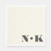 Bold Modern Monogram Initialen Black Cream Wedding Servet (Voorkant)