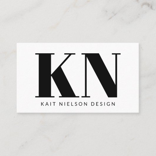 Bold Modern Monogram Professional Black White Visitekaartje (Voorkant)