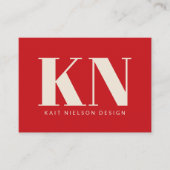 Bold Modern Monogram Professional Bright Red Visitekaartje (Voorkant)