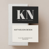 Bold Modern Monogram Professional - Zwarte achterg Visitekaartje