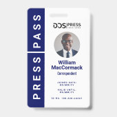 Bold Modern Navy Circle Foto Pass & Logo Badge (Voorzijde)