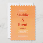 Bold Modern Orange Sunset Monogram Wedding Kaart (Voorkant)