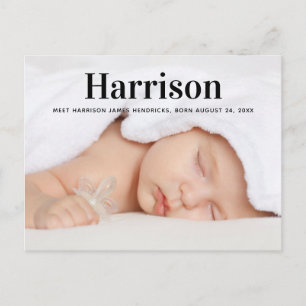 Bold Modern Photo Baby Announcement Briefkaart