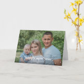 Bold Modern Retro Happy Nieuwjaarsfoto Kaart (Gele Bloem)