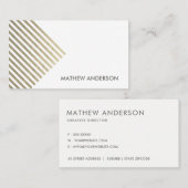 BOLD MODERN SILVER FAUX ANGLE STRIPED LINE PATTERN VISITEKAARTJE (Voorkant / Achterkant)