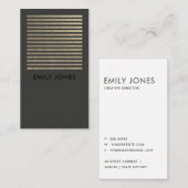 BOLD MODERN SILVER FAUX BLACK STRIPED LINE PATTERN VISITEKAARTJE (Voorkant / Achterkant)
