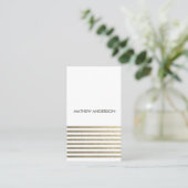 BOLD MODERN SILVER FAUX STRIPED LINE PATTERN VISITEKAARTJE (Staand voorkant)