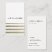 BOLD MODERN SILVER FAUX STRIPED LINE PATTERN VISITEKAARTJE (Voorkant / Achterkant)