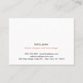 Bold Modern Turquoise Pattern Interior Designer Visitekaartje (Achterkant)