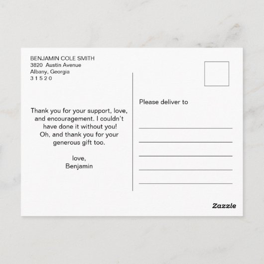 Bold Modern Typography Photo Afstuderen Dank je Briefkaart (Achterkant)