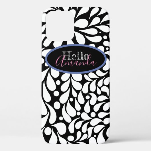 Bold modern white flowers on black background Case (Achterkant)
