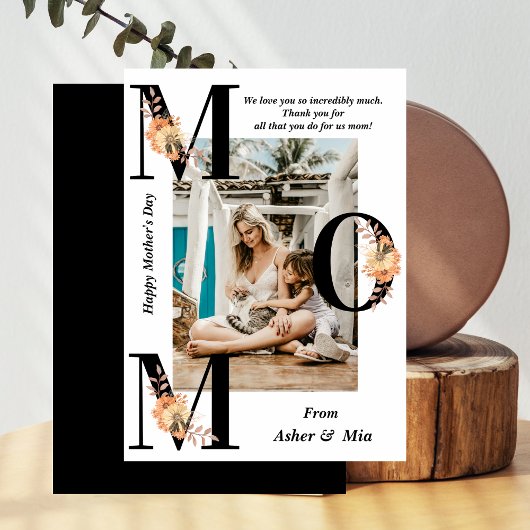 Bold MOM Floral Typographie Bonne carte mère