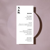Bold Monogram Black en White Wedding Menu
