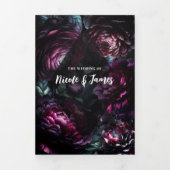 Bold Moody Bloemen Betoverde Bloemen Bruiloft Drieluik Uitnodiging (Cover)