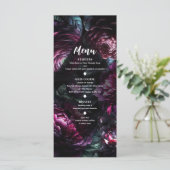 Bold Moody Bloemen Betoverde Bloemen Bruiloft Menu (Staand voorkant)