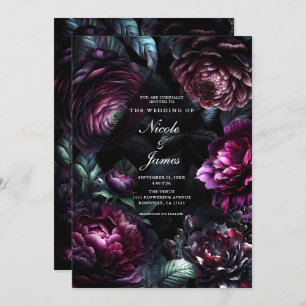 Bold Moody Bloemen Zwart Betoverde Bloemen Bruilof Kaart