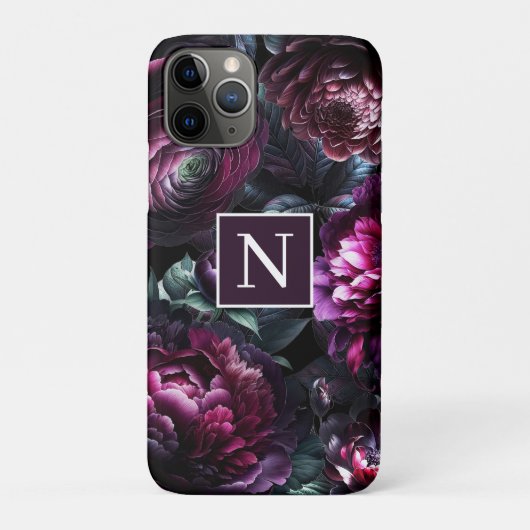 Bold Moody Flowers Zwart betoverde bloementuin Case-Mate iPhone Case (Achterkant)