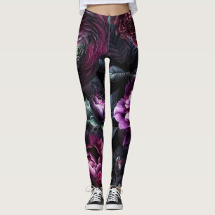 Bold Moody Flowers Zwart betoverde bloementuin Leggings