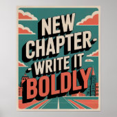 Bold Motivational New Chapter Modern Cityscape Poster (Voorkant)