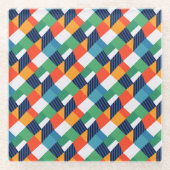 Bold Multicolour Geometric Abstract Glazen Onderzetter (Voorkant)