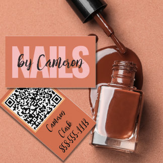 Bold Nail Artist Burnt Orange Background Script  Visitekaartje