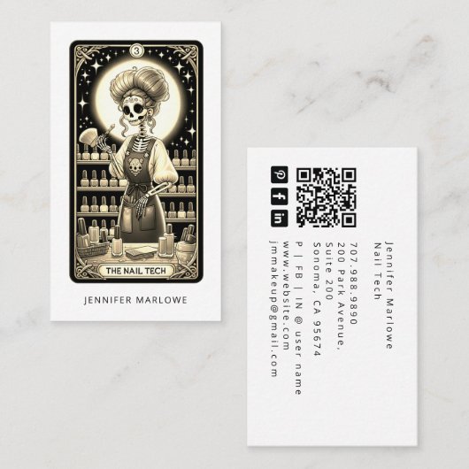 Bold Nail Tech Tarot Card Business Card Visitekaartje (Voorkant / Achterkant)