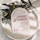 Bold Namen Arch Blush Wijn Wedding Kaart