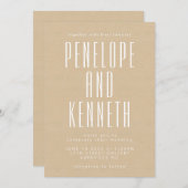 Bold Names Retro Typography Beige Kraft Wedding Kaart (Voorkant / Achterkant)