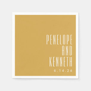 Bold Names Retro Typography Yellow Wedding Servet