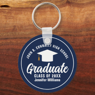 Bold Navy Blue Afstuderen Custom 2025 Afstuderen Sleutelhanger