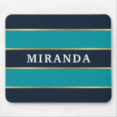 Bold Navy Blue Gold Stripe Pattern Muismat (Voorkant)