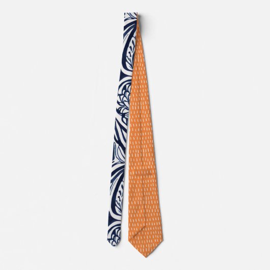 Bold Navy Roest Abstract Classy Botanical Pattern Stropdas (Achterkant)
