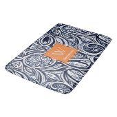 Bold Navy Rust Abstract Classy Botanical Monogram Badmat (Gekanteld)
