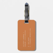 Bold Navy Rust Abstract Classy Botanical Monogram Bagagelabel (Achterkant verticaal)